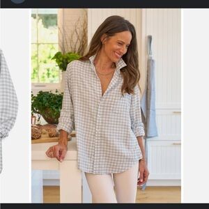 FRANK and EILEEN EILEEN Shirt BUTTON UP MELANGE GREY CHECK Top Italy Sz XS